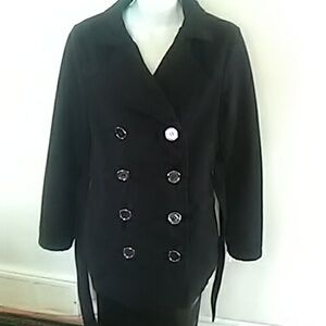 Elegant Black Double-Breasted Fall Springb Coat